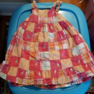 Gymboree "Popsicle Party" Bows Ruffled Pink Orange Patchwork Sun Tank Dress, 2T